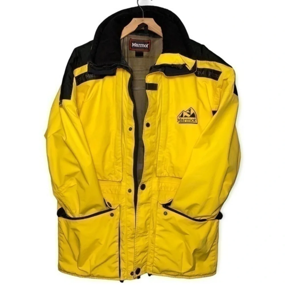 Marmot Men’s Size M Yellow Black Goretex Performance Shell Coat Jacket - Picture 2 of 9